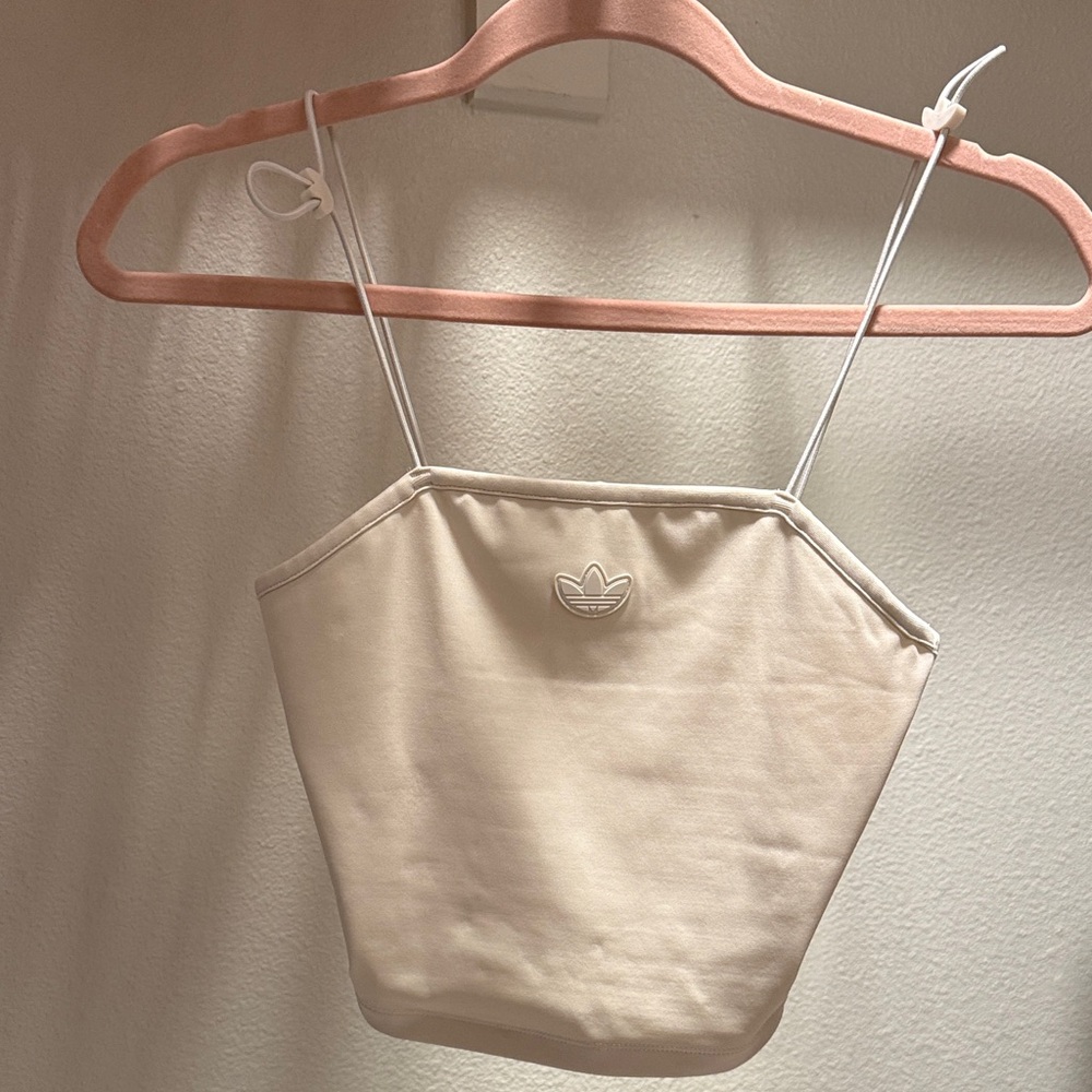 Adidas Originals Neutral Beige Spaghetti Strap Crop Tank (XS)